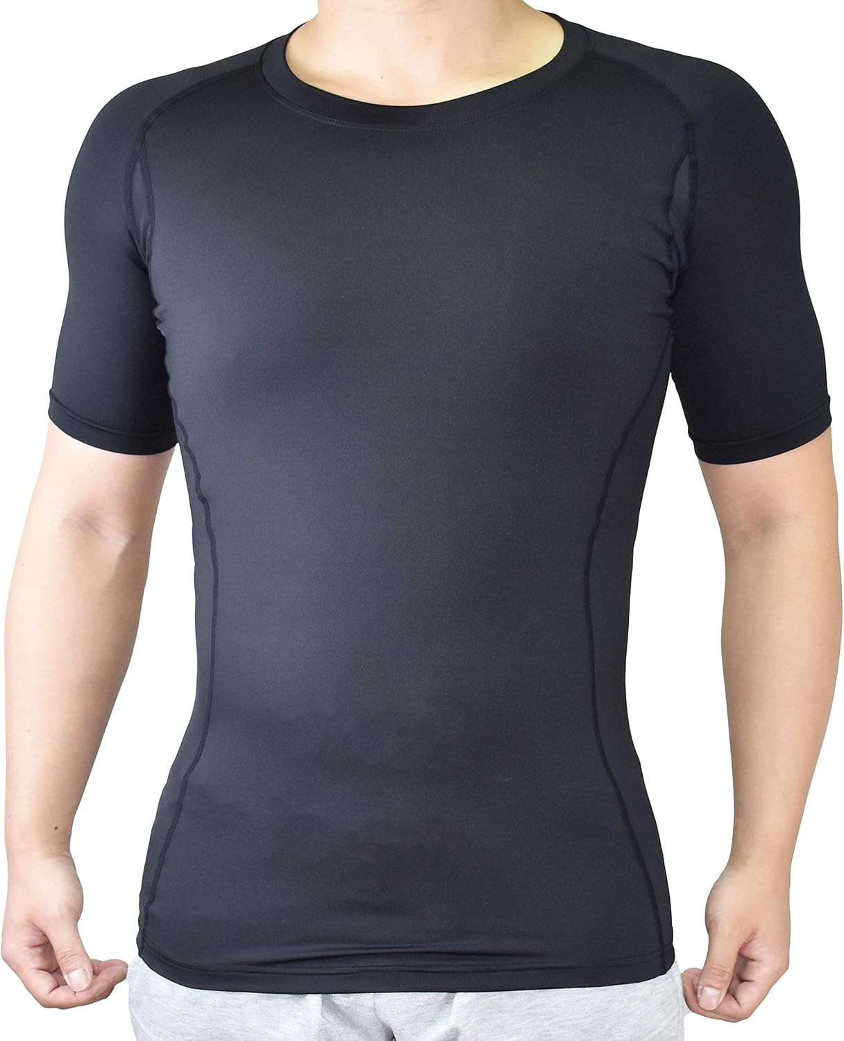 Vital Salveo-Germanium Men Compression Top Short Sleeve T Shirts Base Layer Cool Dry for Running and Sports Workout