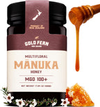 Gold Fern Honey - Raw New Zealand Manuka Honey | 1.1lb MGO 100+ | Pure, Natural, Unpasteurized, and Unfiltered Superfood Honey, Traceable from Hive to Hand.