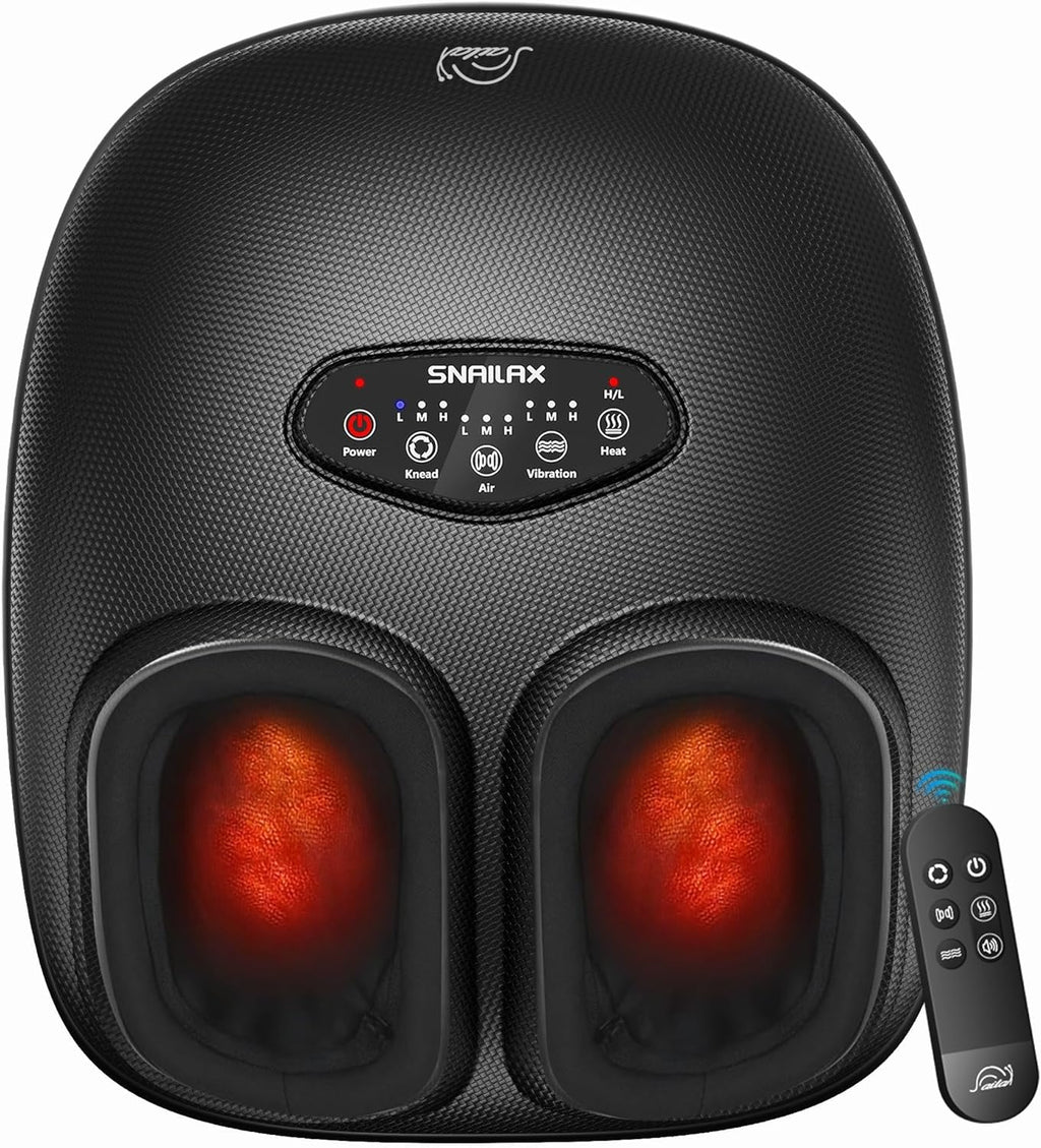 Snailax Shiatsu Foot Massager with Heat, Deep Kneading, Compression, Vibration, Electric Feet Massage Machine for Plantar Fasciitis,Neuropathy,Foot Warmer,Remote Control,Size 13, Gifts for Mom