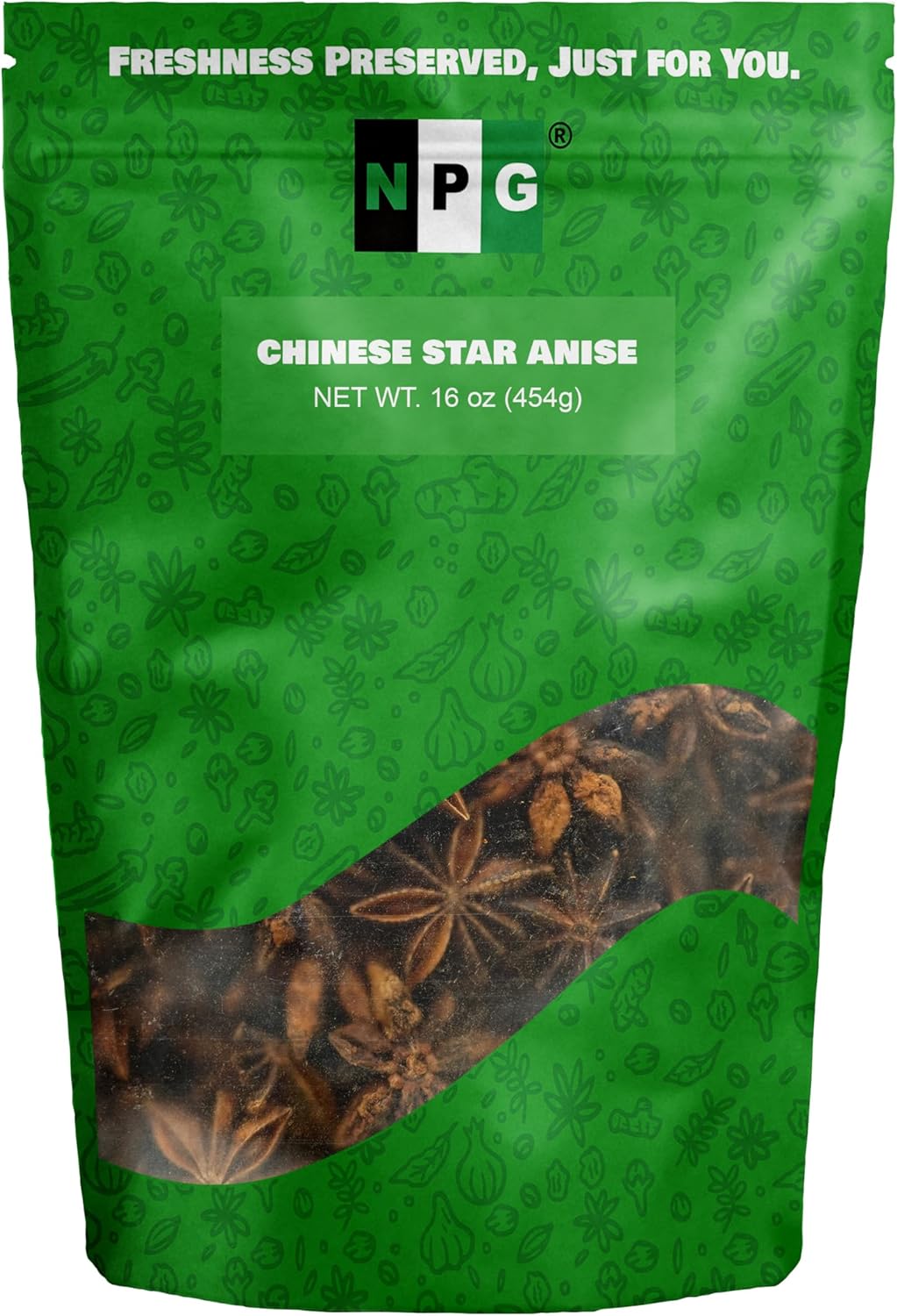 NPG Whole Chinese Star Anise Pods 16 Ounces, 100% Natural Whole Anise Star Pods Sun Dried Spice, Anis Estrella/Badian Khatai/Illicium Verum, Widely Used for Baking, Cooking, and Tea