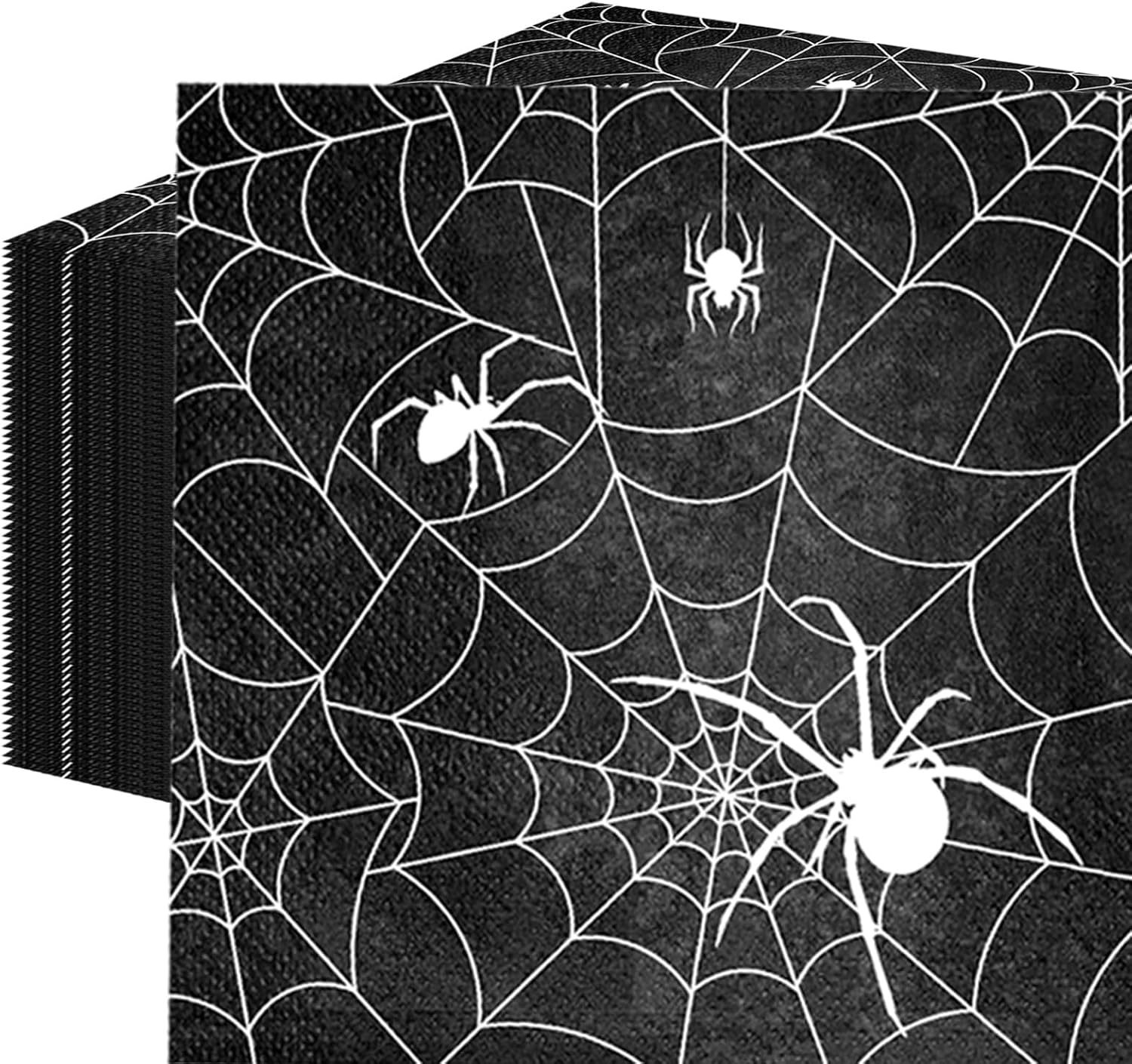 50 Count Halloween Spider Web Paper Napkins, Disposable Black Scary Spiderweb Party Napkins for Trick-or-Treat, Horror Haunted House, Spooky Birthday Gatherings, Cobweb-Themed Table Decorations