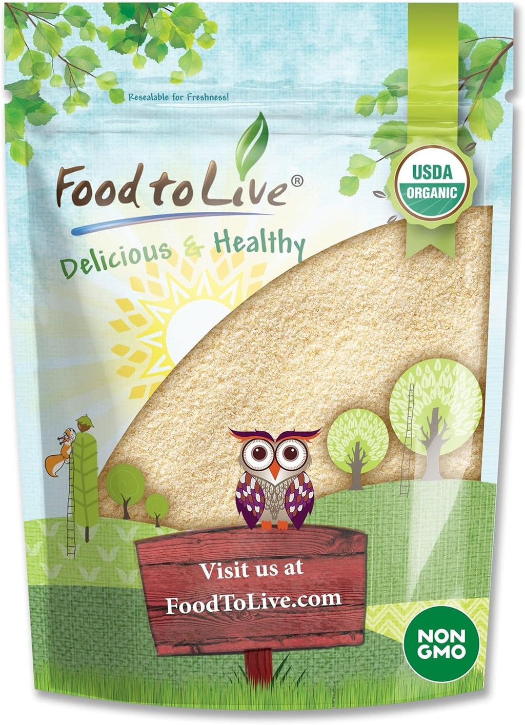 Food to Live Organic Italian Semolina Flour, 8 Ounces - Premium Durum Wheat, Perfect for Pasta and Pizza Dough, Ideal for Authentic Italian Recipes.