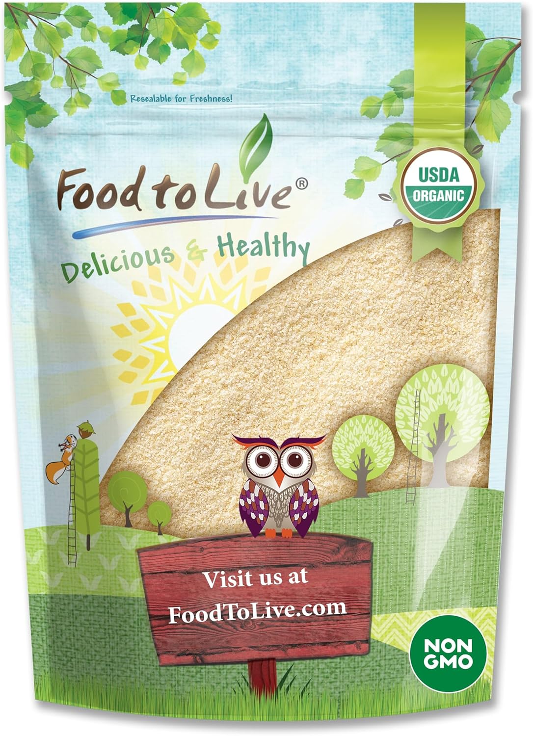 Food to Live Organic Italian Semolina Flour, 8 Ounces - Premium Durum Wheat, Perfect for Pasta and Pizza Dough, Ideal for Authentic Italian Recipes.