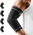 Elbow Compression Sleeve 2 Pack, High Elastic Elbow Brace for Tendonitis and Tennis Elbow for Women & Men, Elbow Sleeve for Tennis, Golfer, Badminton, Weightlifting, Grey M
