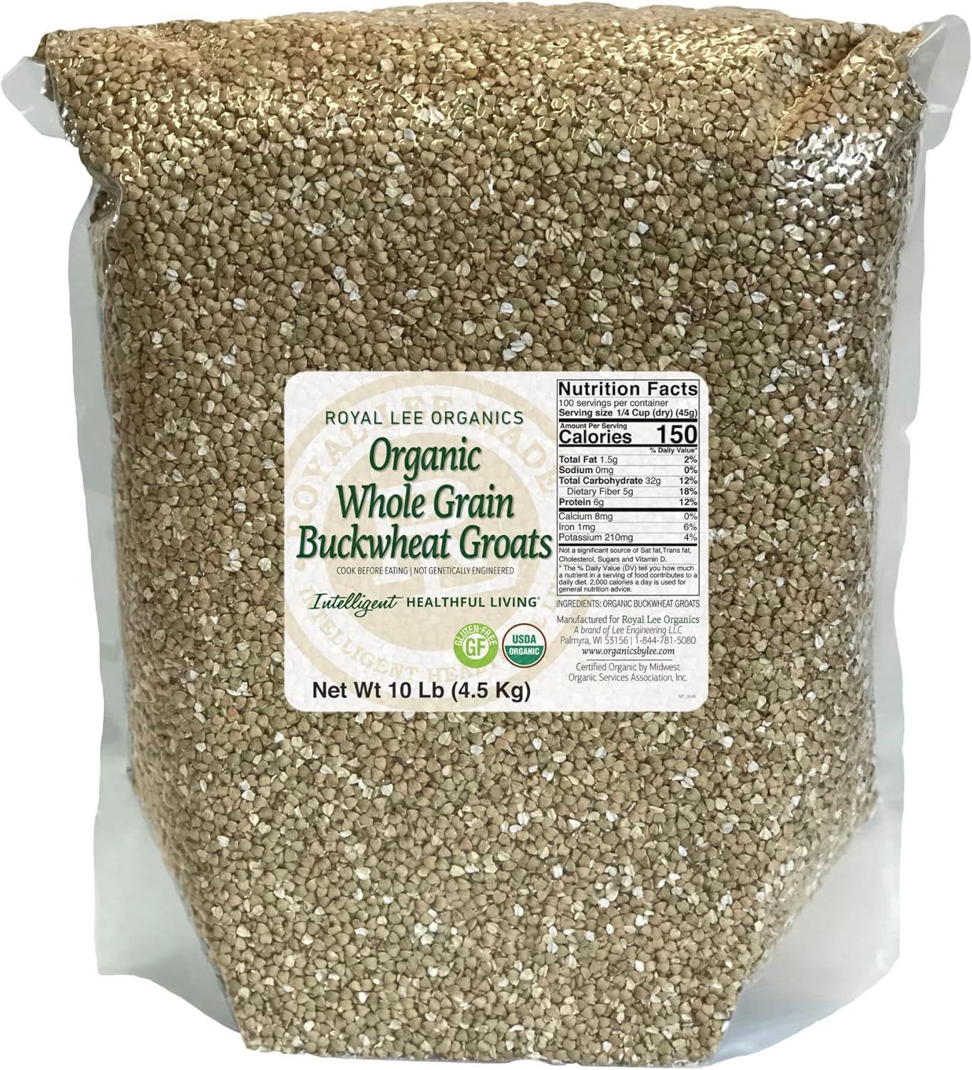 Royal Lee Organics Organic Gluten Free Buckwheat Groats 10 lbs