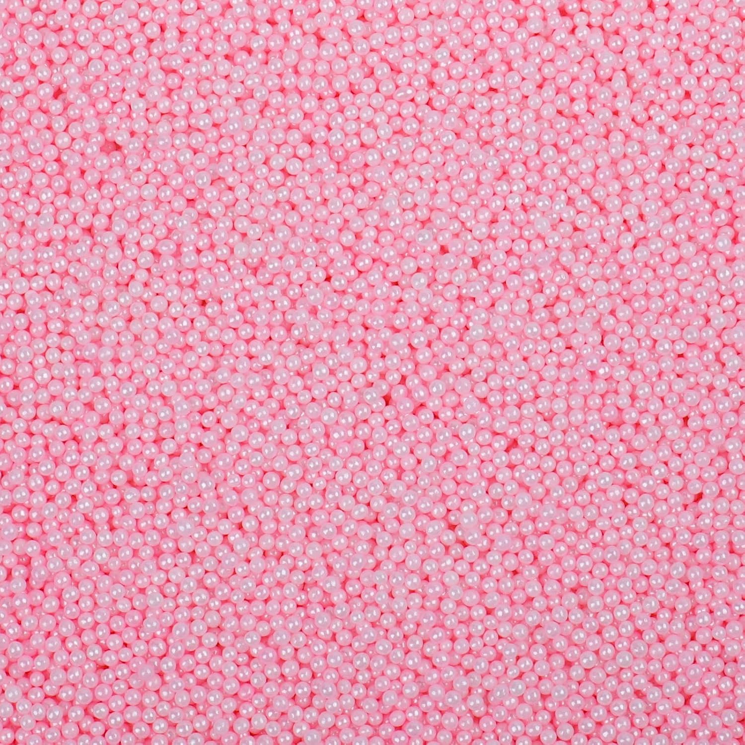 Light Pink Nonpareils Sprinkles - 2mm Edible Mini Pearl Sprinkles for Cake Decorating, Cupcake, Cookie, Baking, Donuts, Ice Cream Toppings, Wedding Party Supplies 130g/4.58oz
