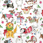 IHR Ideal Home Range Holiday Pets Napkins Rosanne Beck - Disposable 3-Ply Paper Party Napkin Pack, Cocktail Size 5" x 5", Christmas Dogs, 20-Count