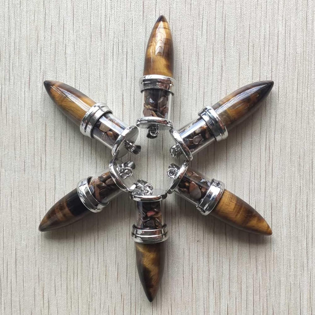 Natural Tiger's Eye Wishing Bottle Tapered Aura Pendulum Pendant for Women and Men 6 Pieces/Wholesale
