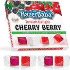 Hazer Baba Turkish Delight Candy, Blackberry & Sour Cherry Flavored, 8.8oz (Pack of 1), Gourmet Snack Box, Traditional, Vegan Snack, Turkish Lokum, Sweets, Loukumi, Delicias Turcas, Halal, Kosher