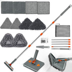 Wall & Base Board Cleaner Tool with 360°Rotating Mop Head, 180°Folding Design for Effortless Baseboards/Ceilings/Wall Cleaning - Adjustable Long Handle Multi-Surface Scrubber & Duster