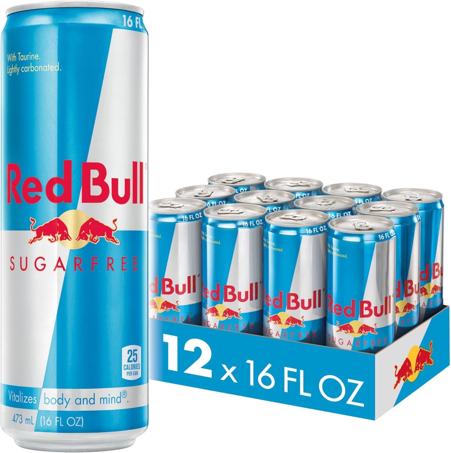 Red Bull Sugar Free Energy Drink with 151mg Caffeine plus Taurine & B Vitamins, 16 Fl Oz, Pack of 12 Cans