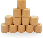 12 Bulk Pack Cohesive Tape, Self Adherent Wrap 2 Inches X 5 Yards - Self Adhesive Bandage Medical Vet Wrap for First Aid, Sports Protection and Wrist, Ankle Sprains & Swelling
