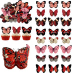 72Pcs Edible Edible Valentine’s Day Cupcake Toppers Butterflies Cupcake Picks Happy Valentine's Day Cake Decor for Valentine's Day Theme Party Decoration Supplies