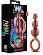 Blush Anal Adventures Matrix Beaded Loop 5.5" Butt Plug - 3 Graduated Silicone Beads - UltraSilk Smooth Texture Tapered Tip Anal Trainer, Slim O-Ring Bum Plug - Women Men Adult Sex Toy - Copper Bronze