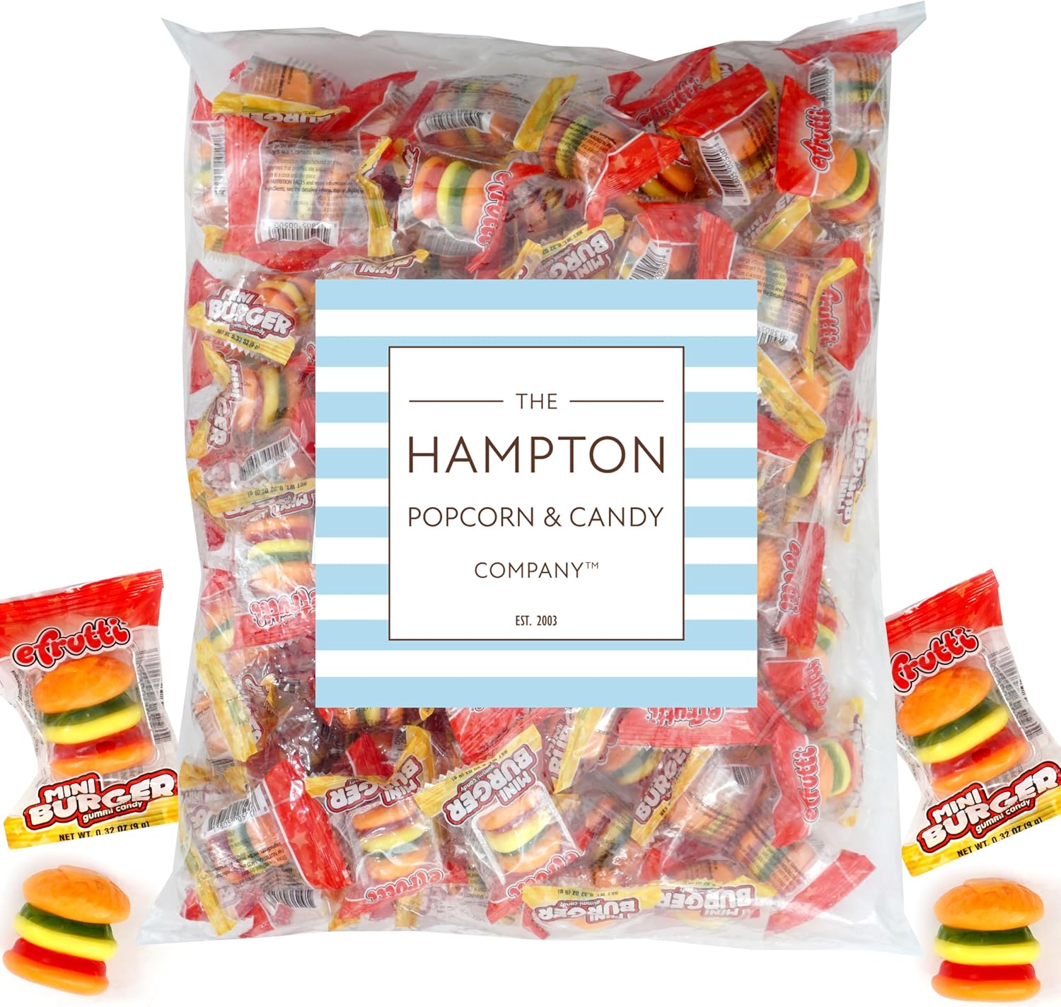 efrutti Mini Gummi Burgers, 2 Pound Bulk Bag (101 Individually Wrapped), Gummy Burgers