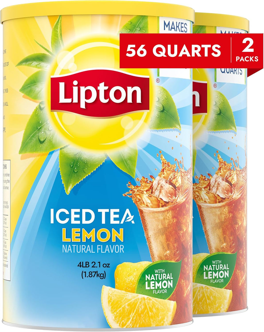 Lipton Lemon Sweetened Iced Tea Mix, Makes 28 Quarts (Pack of 2)