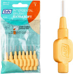 TePe Interdental Brush Extra Soft, Supersoft Dental Brush for Teeth Cleaning, Pack of 8, 0.45 mm, Extra-Small/Small Gaps, Orange, Size 1