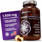 OmniBiotics Organic Evening Primrose Oil for Women – Clinical Strength 1500mg per Capsule, 10% GLA, Cold-Pressed, Non-GMO, Hormone Balance for Women – 120 Vegan Softgel Capsules