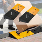 Nisorpa Rubber Curb Ramp, 40000 lbs Weight Heavy Duty Threshold Ramps for Shed Garage Door Steps or Driveway Curbside (4" Curb Ramp)