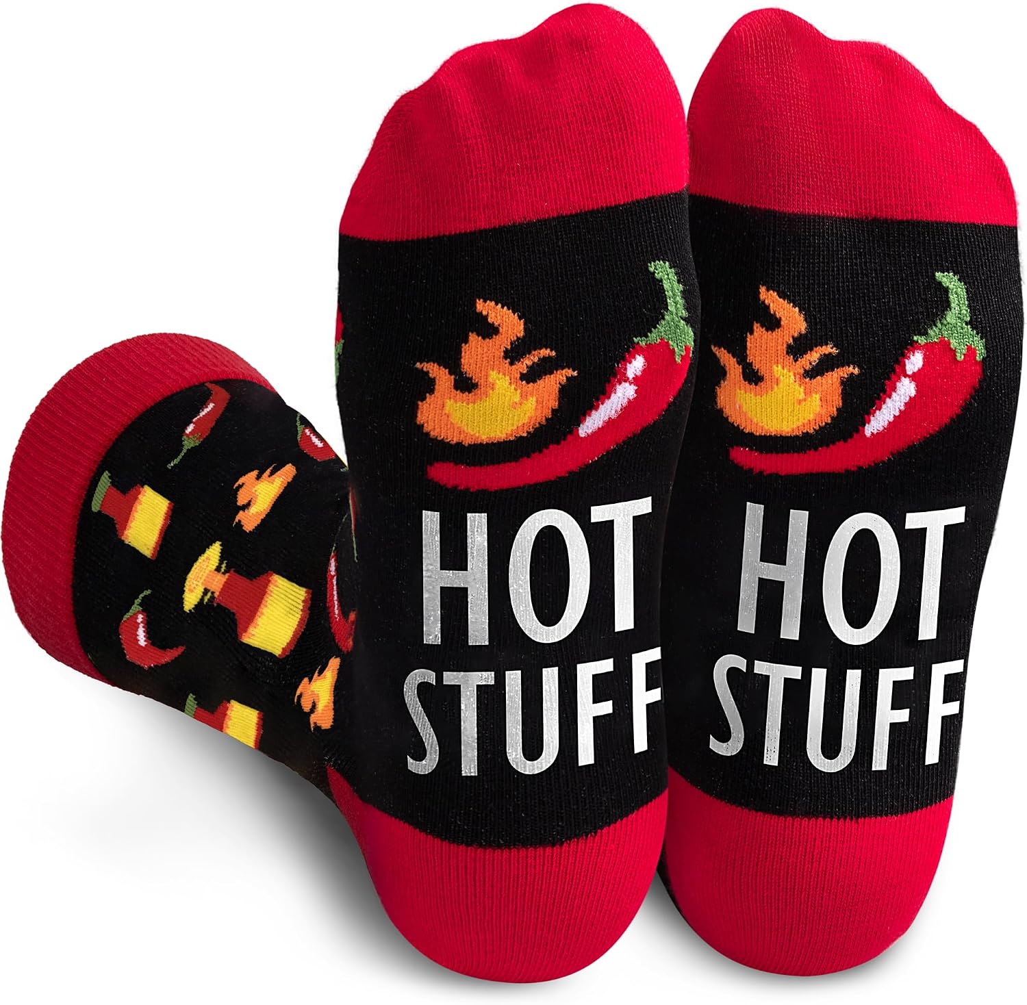 Bebila Funny Socks For Men Hot Stuff Socks For Hot Sauce Lovers Food Lovers Dad Husbands Teen Birthday Fathers Day Gift for Men