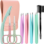 8 in 1 Tweesers for Women Facial Hair, Precison Eyebrow Kit with Tweezers Eyebrow Scissors Brush for Splinter and Ingrown Hair Removal