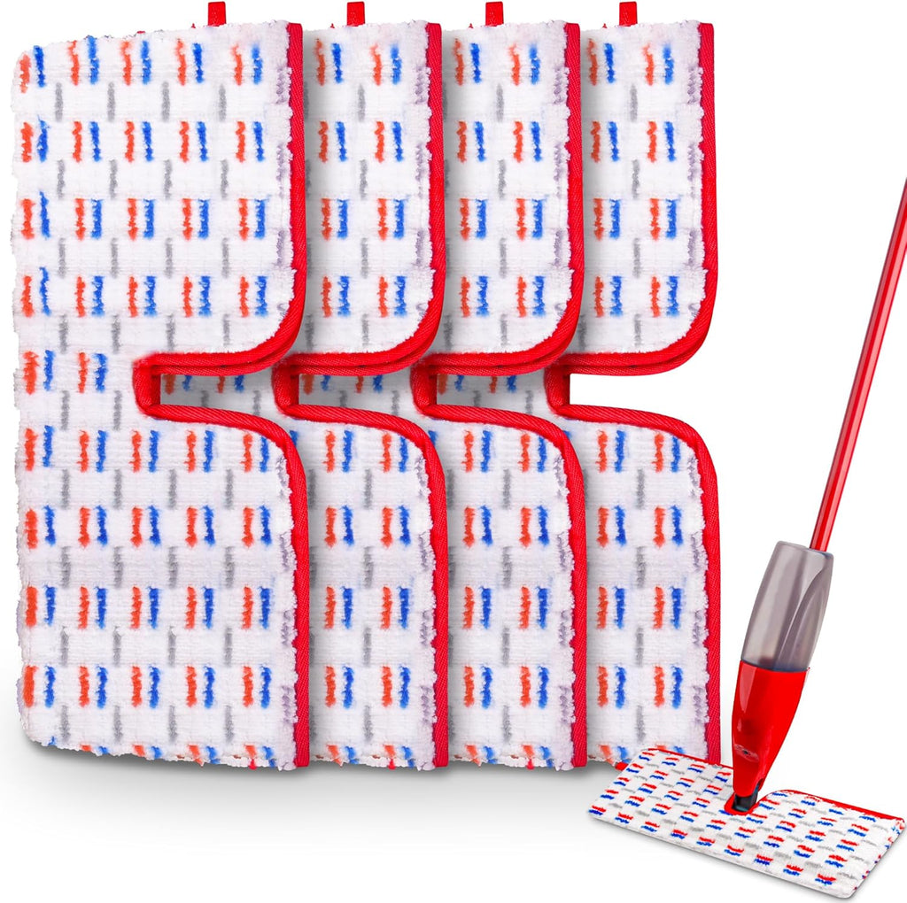 4 Pack Mop Refill Pads Compatible with O-Cedar ProMist MAX Spray Mop Reusable Pads Refills Microfiber Replacement Heads Dry Wet Use Double Sided Machine Washable for All Surface Floor Cleaning