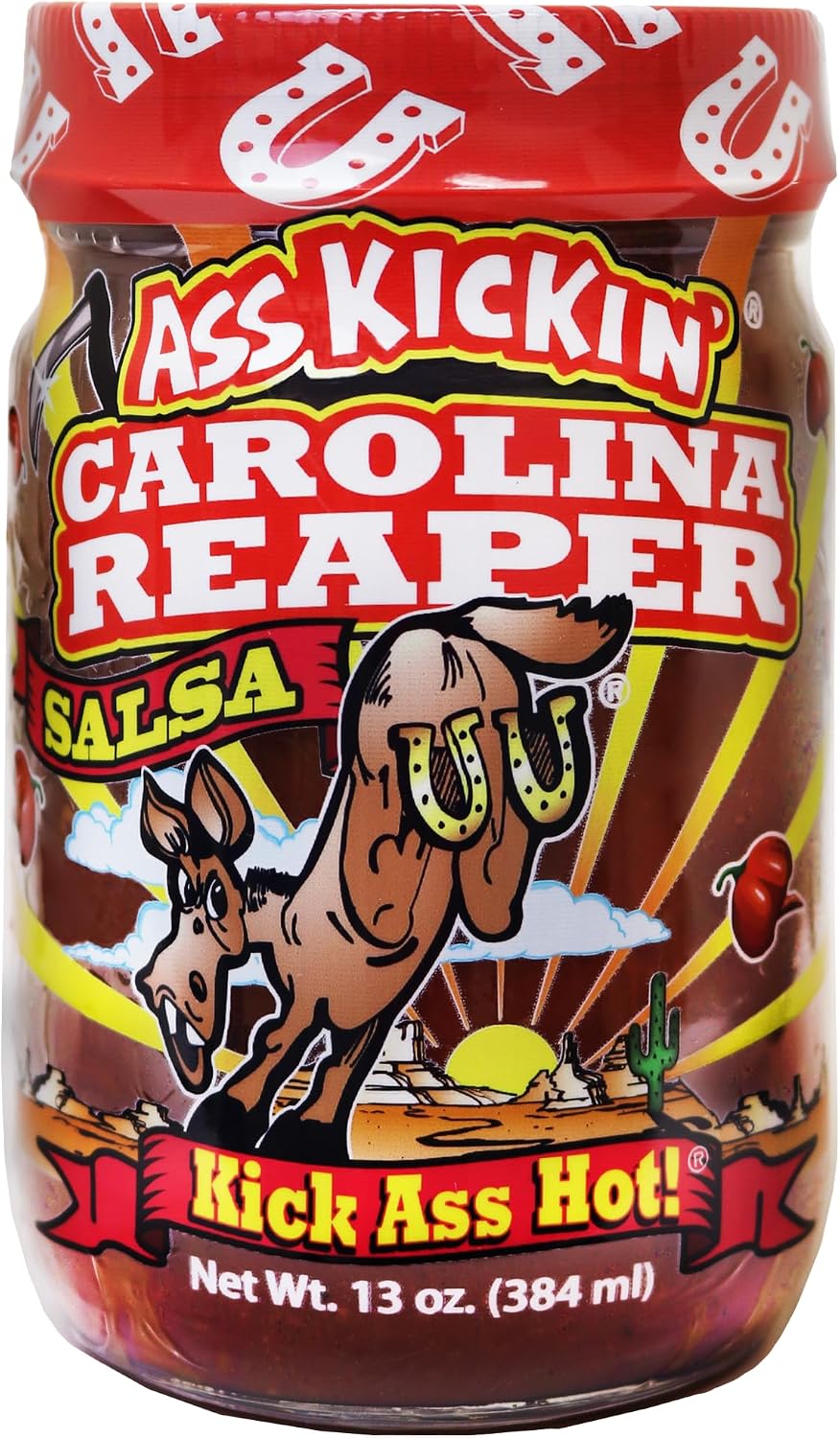 KICKIN' Carolina Reaper Hot Spicy Salsa - 13 oz. - Premium Gourmet Spicy Hot Carolina Reaper Salsa for Tortilla Chips, Veggies, and Breakfast Burritos – Warning - Try if you Dare!