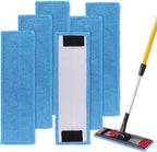 Replacement Flat Mop Pads Fit for Rubbermaid Commercial 18 Inch Adaptable Mops - 6 Pack Wet & Dry Microfiber Professional Cleaners Reusable Refills for Light-Duty Floor Cleaning- Blue