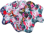 7pcs Pack Reusable Washable Cloth Incontinence Pads Including 6pcs Heavy Flow Bamboo Charcoal Reusable Menstrual Pads Cloth Mama Sanitary Pad + 1pc Mini Wet Bag