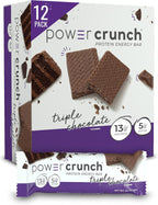 Power Crunch Protein Wafer Bars, High Protein Snacks with Delicious Taste, Triple Chocolate, 1.4 Ounce (12 Count)
