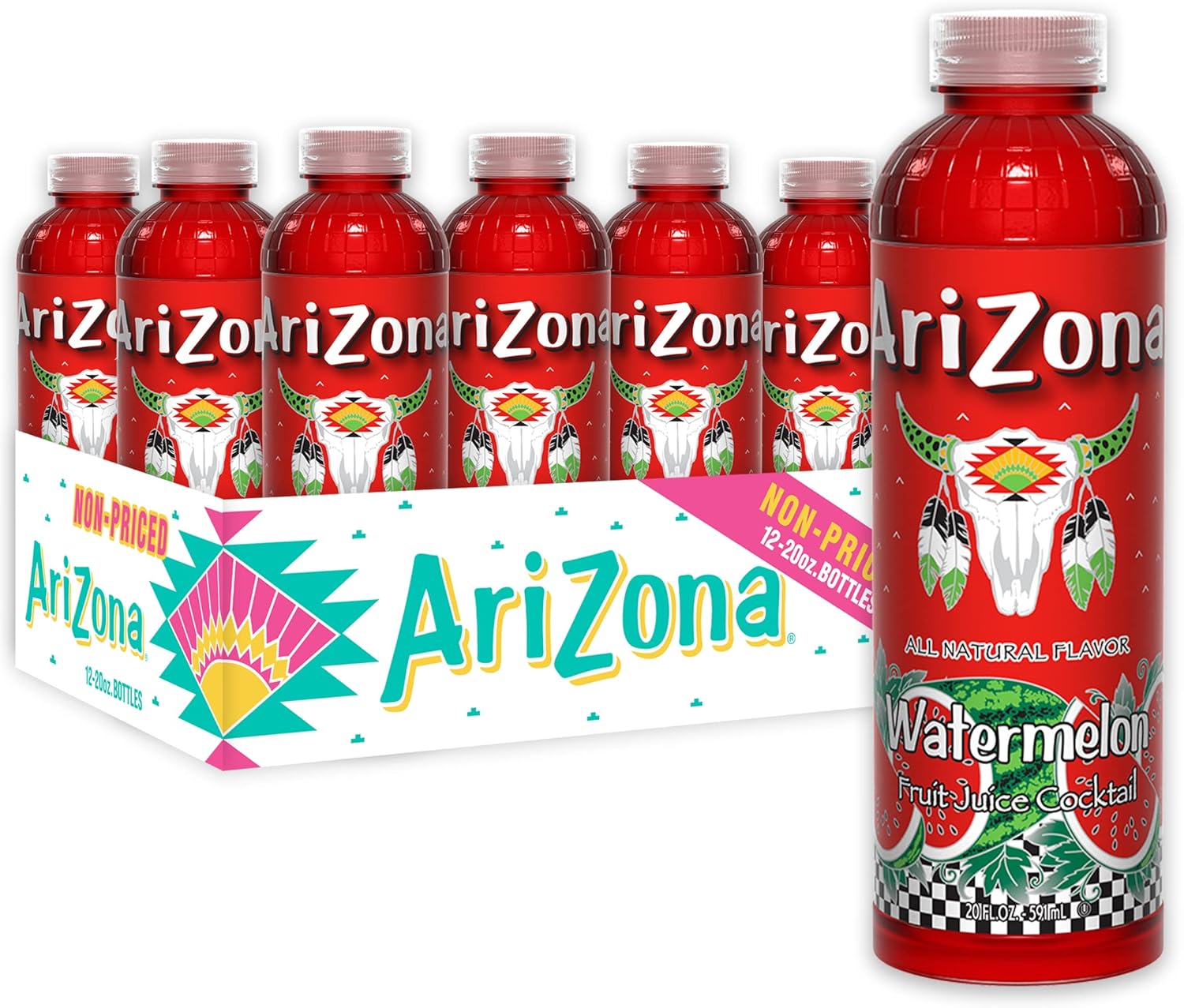 AriZona Watermelon Fruit Juice Cocktail, 20 Fl Oz (Pack of 12)