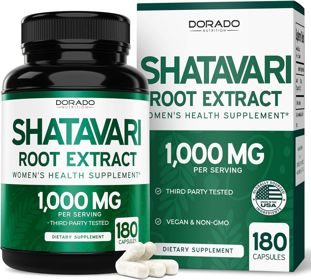 Organic Shatavari Capsules - 1,000mg Organic Shatavari Powder Per Serving (180 Capsules, 90 Day Supply) for Hormone Balance and Prolactin Production (Non-GMO, Gluten Free, Vegan Safe) - USA Made