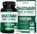 Organic Shatavari Capsules - 1,000mg Organic Shatavari Powder Per Serving (180 Capsules, 90 Day Supply) for Hormone Balance and Prolactin Production (Non-GMO, Gluten Free, Vegan Safe) - USA Made