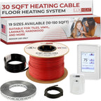 LuxHeat 30sqft Floor Heating Cable Kit - 120v Heated Floor Kit for Tile - Heated Flooring System Includes UDG4 Programmable Thermostat w/GFCI, Electric Heating Cable, Strapping, Sensor & Alarm
