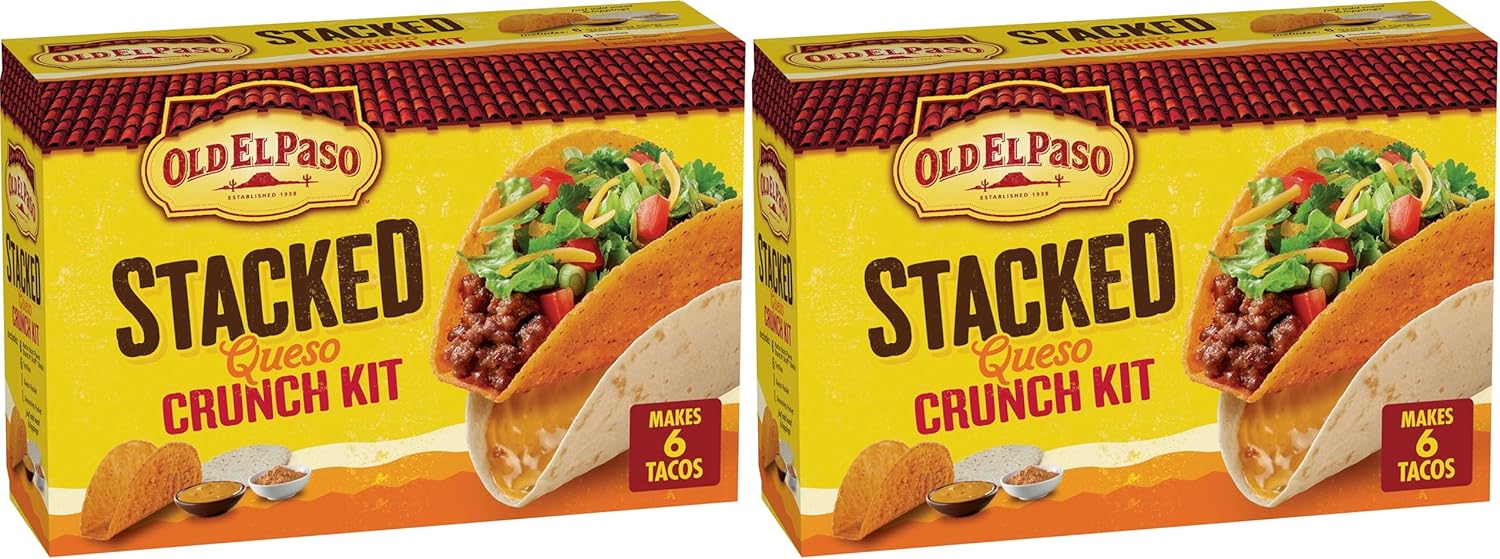 Old El Paso Stacked Queso Crunch Taco Kit, 6-count, 13.25 oz. (Pack of 2)