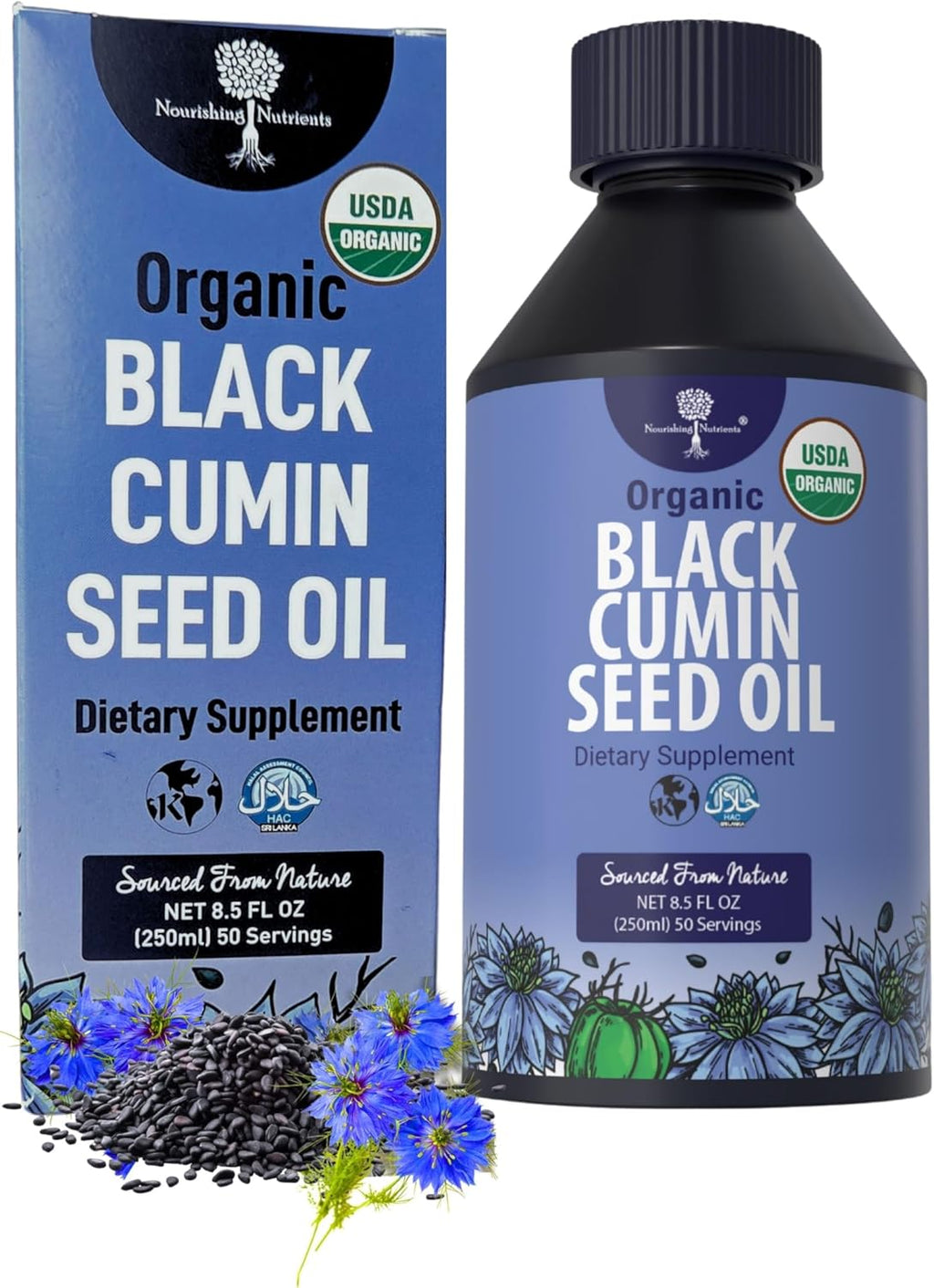 Organic Black Cumin Seed Oil-USDA-Cold Pressed –up to 6X Stronger Thymoquinone - Pure Nigella Sativa Cumin Seeds -Premium Supplement for Immune Support, Skin & Hair (8.5 fl oz)