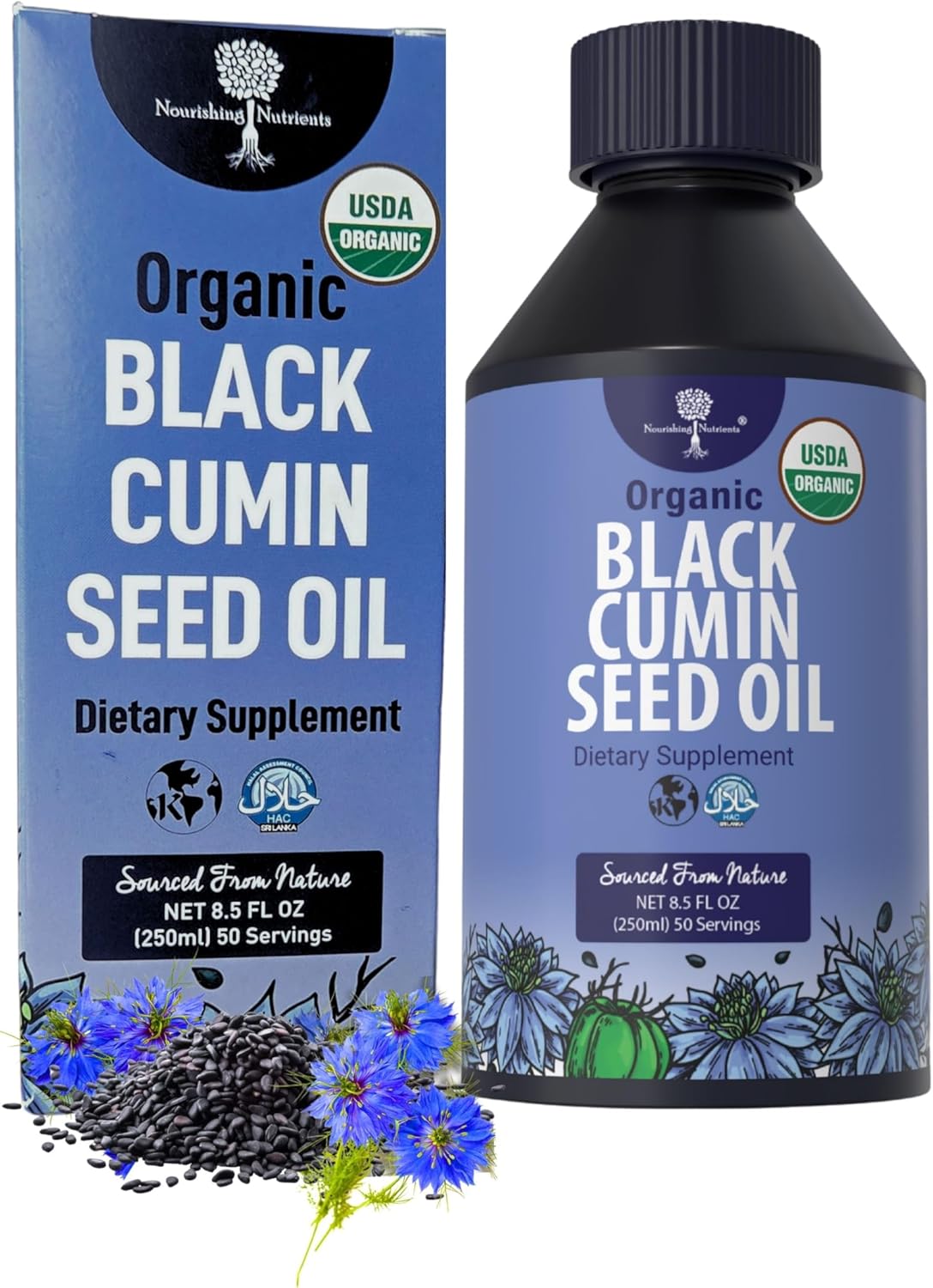 Organic Black Cumin Seed Oil-USDA-Cold Pressed –up to 6X Stronger Thymoquinone - Pure Nigella Sativa Cumin Seeds -Premium Supplement for Immune Support, Skin & Hair (8.5 fl oz)