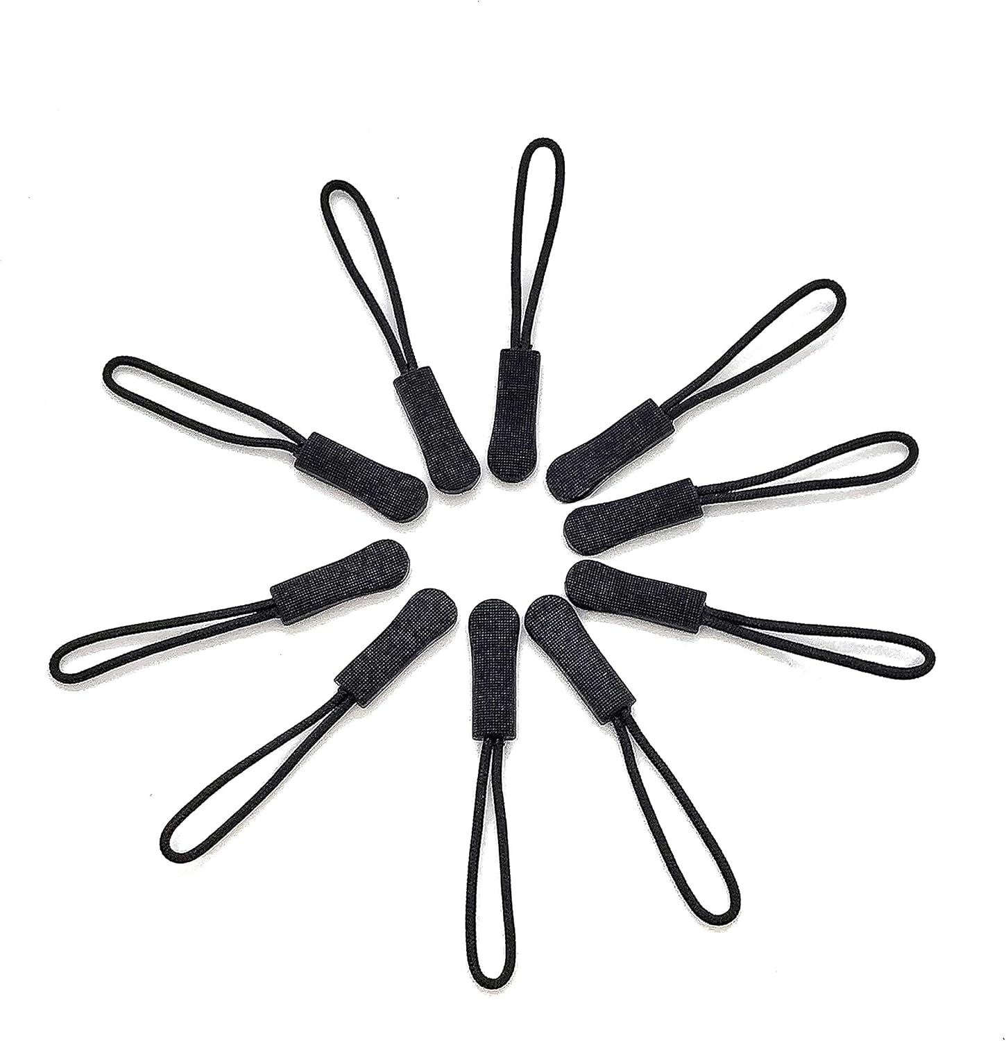 Dadam Zipper Pull Replacement Set of 10 - Durable Zipper Puller - Zipper Tab Zipper Tags Cord Pulls Zipper Extension Zip Fixer - Black Zipper Pulls for Luggage Backpacks, Jackets, Purses and Handbags