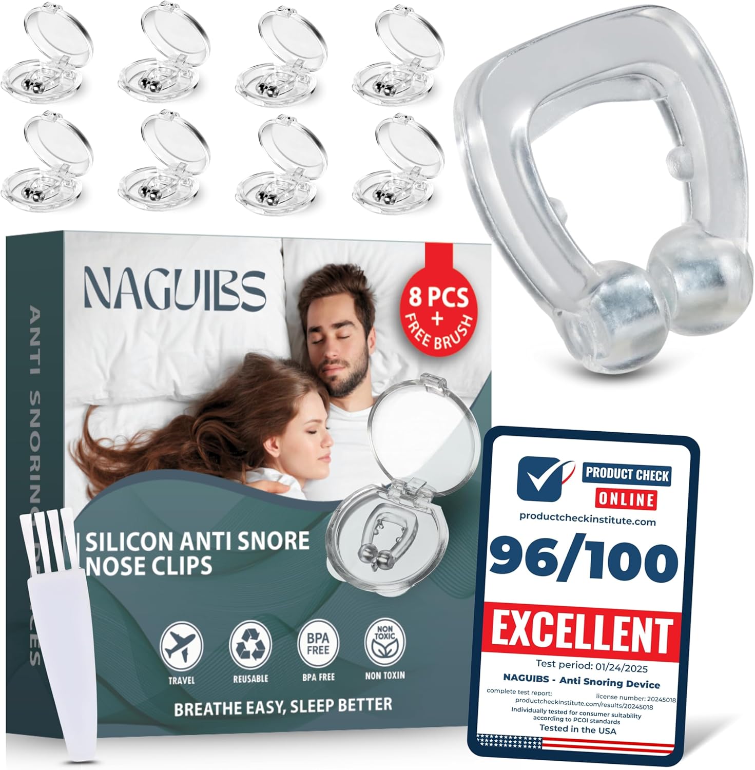Mom Gift Premium 8 Pack Anti Snoring Devices Snore Stopper Magnet Silicone Nose Clips Efective Snoring Solution Support Breathing Enhance Sleep Experience for Quieter Sleep aid
