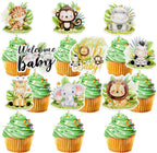 Weecent 45 Pcs Safari Baby Shower Cupcake Toppers Jungle Animals Oh Baby Party Decorations Safari Theme Cupcakes Toppers for Boys Kids Nursery Wild Party Supplies