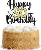 Sumerk 1 PC Happy 50th Birthday Cake Topper Gold Happy Birthday Cake Decorations for Women Men 50th Birthday Cake Toppers Cake Decoration for Birthday Anniversary Party