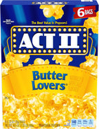 Act II Butter Lovers Microwave Popcorn, 2.75 oz, 6-Count Bags