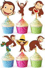 24x Curious Monkey Cupcake Toppers – Strong Picks Happy Birthday Décor, Cupcake Decorations for Kids Birthdays