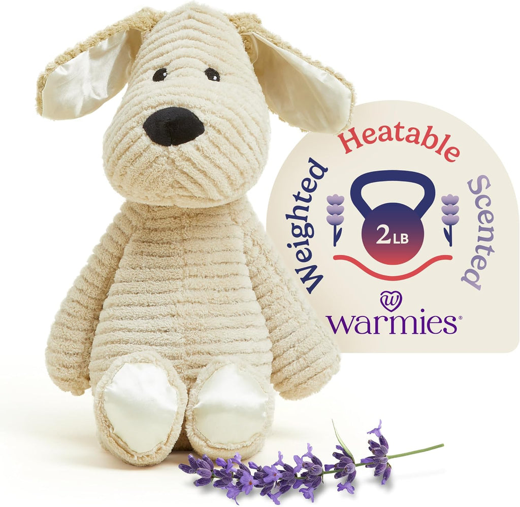 warmies Microwavable & Weighted Stuffed Animals, Puppy - Microwave Stuffed Animal Heating Pad - Weighted Plushies for Calming Comfort - for Adults & Children (Boys, Girls, Babies & Toddlers)