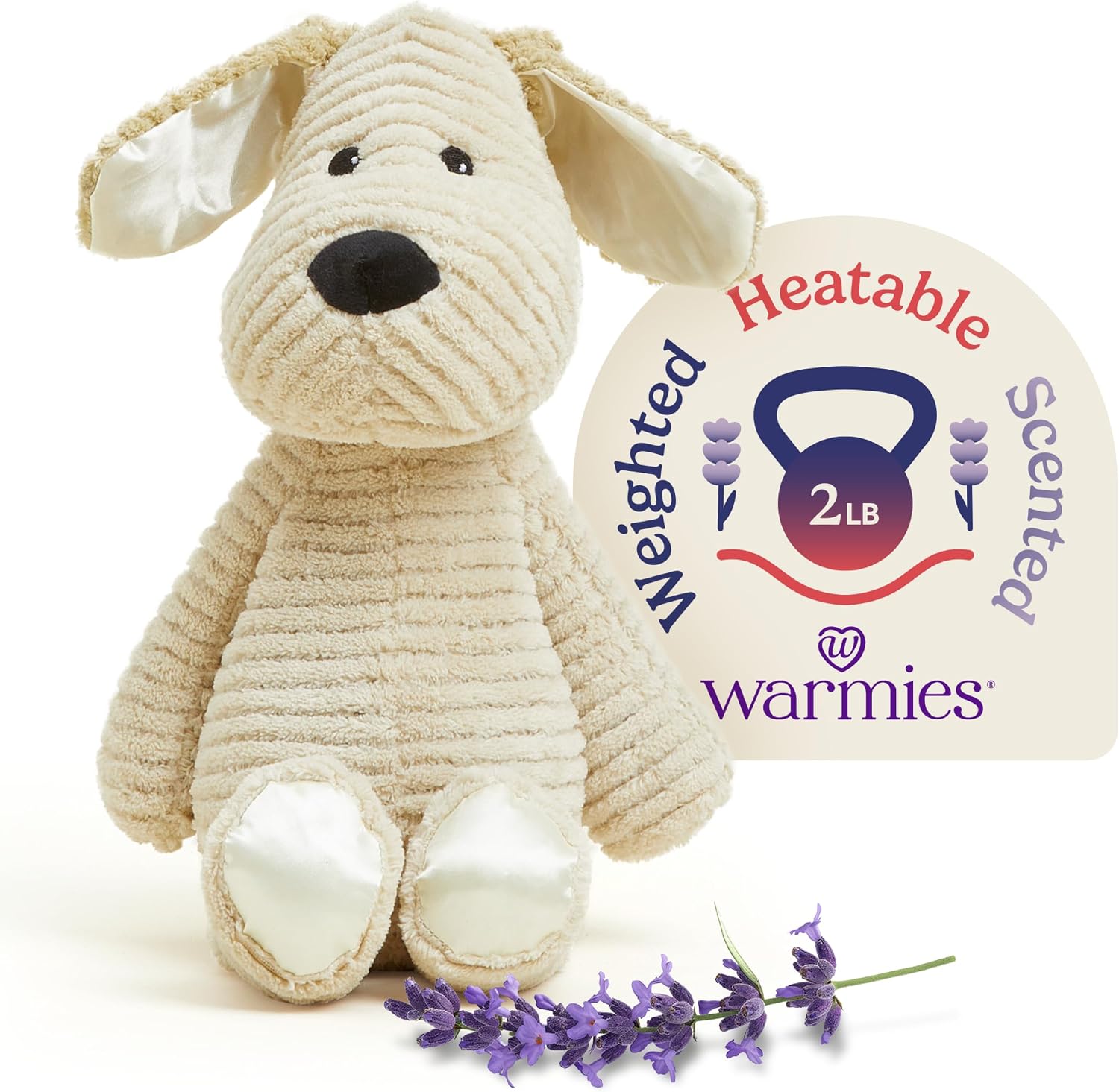 warmies Microwavable & Weighted Stuffed Animals, Puppy - Microwave Stuffed Animal Heating Pad - Weighted Plushies for Calming Comfort - for Adults & Children (Boys, Girls, Babies & Toddlers)