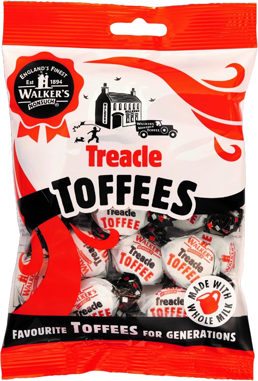 Walkers' Nonsuch Treacle Toffee | with Condensed Milk & Black Treacle | Classic English Chewy Toffee | Imported from the UK | Traditional British Sweet | 5.29 Oz (150g)