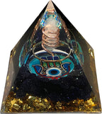 DRTMLY Orgone Crystal Pyramid, Small Orgonite Pyramid Porstive Energy Generator, Healing Crystal Pyramid for Resist Stress, Bring Good Luck and Wealth (Obsidian)