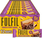 FULFIL Protein Snack Bars, Chocolate Peanut Caramel Flavored, Gluten Free with 15g Protein, Pantry Staples, 12 Count