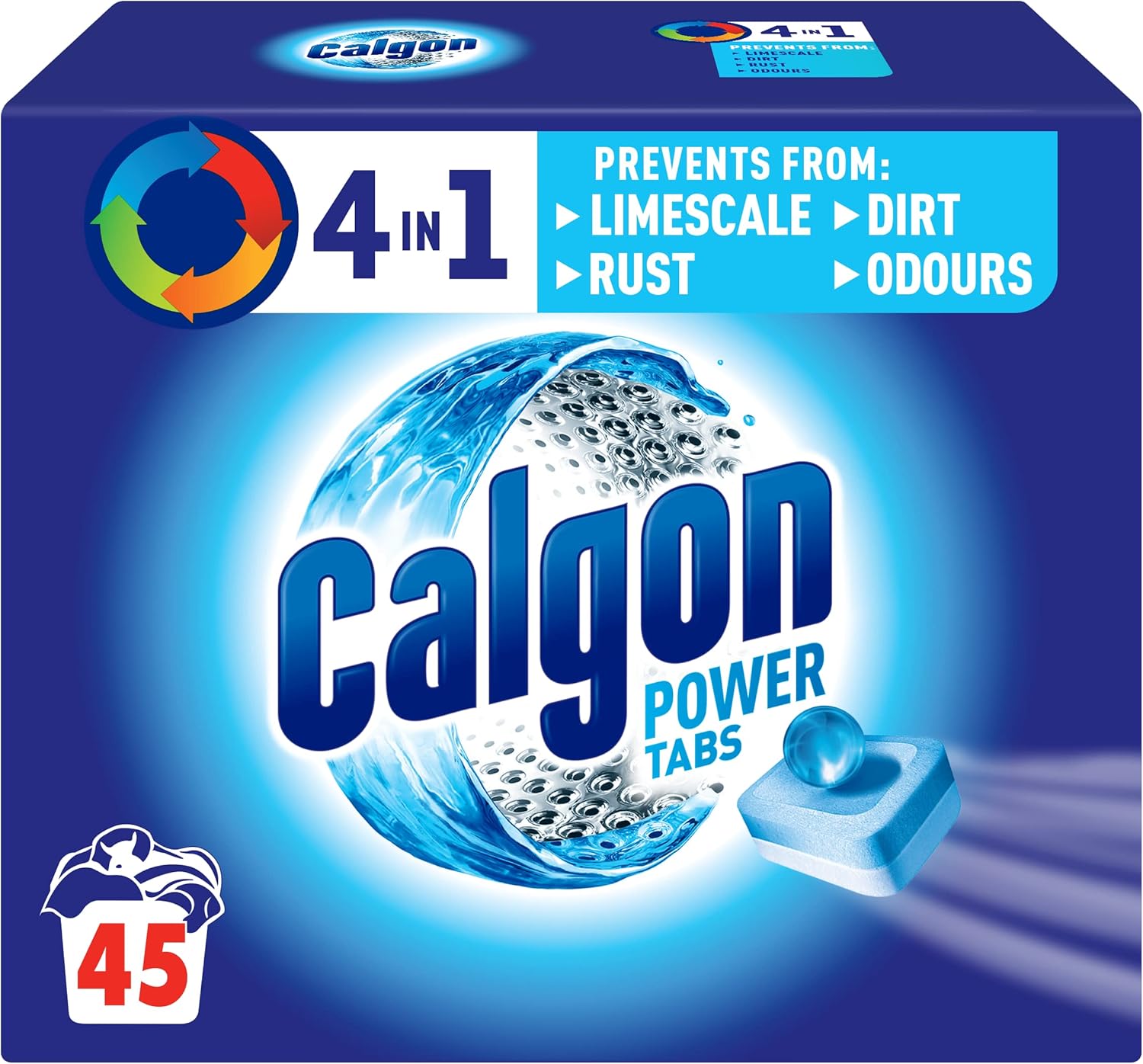 Calgon Powerball Water Softener Tablets, 585g, Limescale Prevention (45 Tablets), Unscented