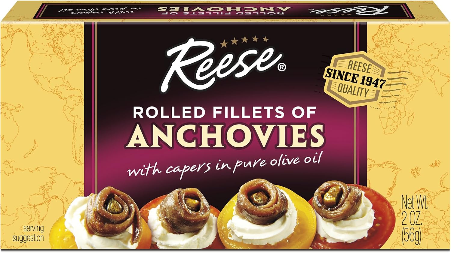 Reese Rolled Anchovies, 2 Ounce Tins (Pack of 10)